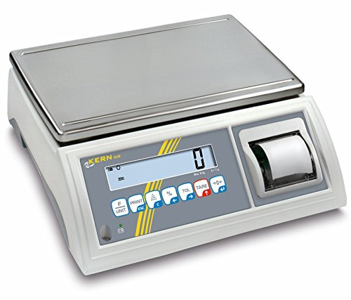 KERN Kontroll und Portionierwaage Tischwaage mit integriertem Drucker, 30kg Wägebereich, 0.2g Ablesbarkeit