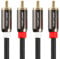 FosPower Cable de Audio RCA (4,6m/15ft) 2 RCA M/M Cable de Audio estéreo Macho a Macho [24K Oro Bañado | Cobre Core] Alto Calidad 2RCA Enchufe