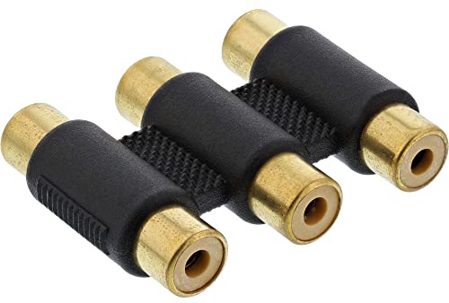 InLine Audio/Video Adapter, 3x Cinch Buchse auf 3x Cinch Buchse, vergoldet