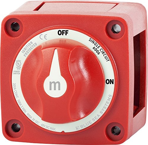 Blue Sea Systems 6006 m-Serie Batterieschalter EIN/AUS mit Knopf, rot