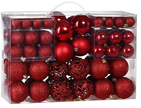 Deuba® Palline per Albero di Natale Set 100pz Lucide Opache Palle Natalizie Ø 3/4/6 cm Decorazioni Addobbi Natalizi