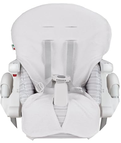 Babysanity Universal-Hochstuhlbezug aus weichem Baumwoll-Frottee, verleiht Ihrem Hochstuhl ein trockenes und frisches Gefühl, 100 % Made in Italy (weiß)