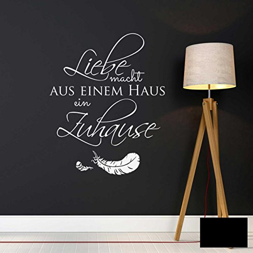 Wandtattoo Wandaufkleber Wandsticker Aufkleber Sticker Spruch Liebe macht aus einem Haus ein Zuhause M1972 ausgewählte Farbe: *schwarz* ausgewählte Größe: *M - 50cm breit x 60cm hoch*