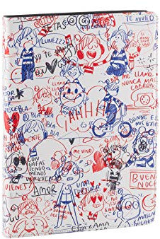 WONDEE - La Volátil Funda Tablet Universal de 10,2 a 10,4 Pulgadas - Tipo Libro con Diseño de Garabatos sobre Fondo Blanco