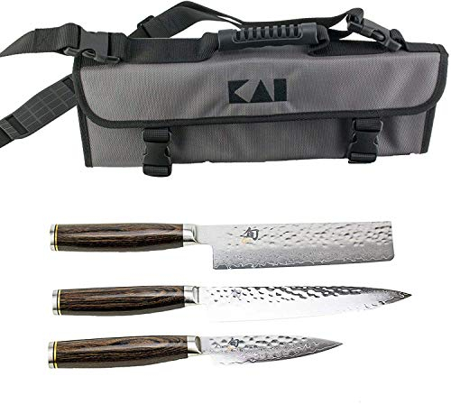 KAI Shun Tim Mälzer Messerset +KAI Messertasche, TDM-1700 (Officemesser), TDM-1701 (Allzweckmesser) und TDM-1742 (Nakiri)