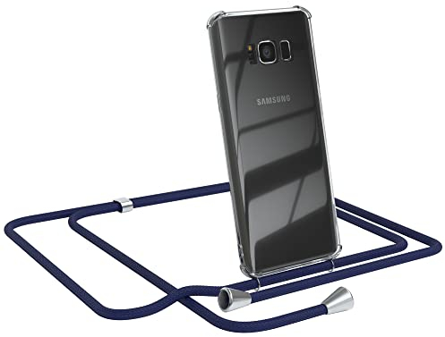 EAZY CASE Handykette kompatibel mit Samsung Galaxy S8 Handyhülle mit Umhängeband, Handykordel mit Schutzhülle, Silikonhülle, Hülle mit Band, Stylische Kette mit Hülle für Smartphone, Navy Blau