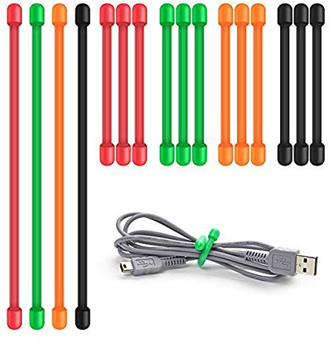 YXHZVON Twist Ties, paquete de 16 bridas de silicona para cables Correas de goma reutilizables multiusos Cable organizador de cable para gestión de cables (3 pulgadas, 6 pulgadas)