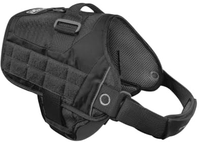 Kurgo RSG Townie Hundegeschirr, M, Schwarz | Einfaches An- und Ausziehen, Atmungsaktiver Mesh, Molle-Kompatibel, Reflektierend