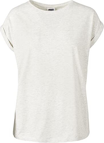 Urban Classics Women's Ladies Extended Shoulder Tee Basic Capsleeves, Shortsleeve T-Shirt Top with Crew Neck, Lightgrey, 4XL