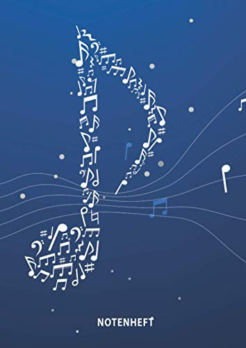 Notenheft: DIN A4 - 100 Seiten - Blanko Notenheft - Große Lineatur - Musik Schreibheft - Leere Notensysteme - Für Anfänger und Fortgeschrittene geeignet