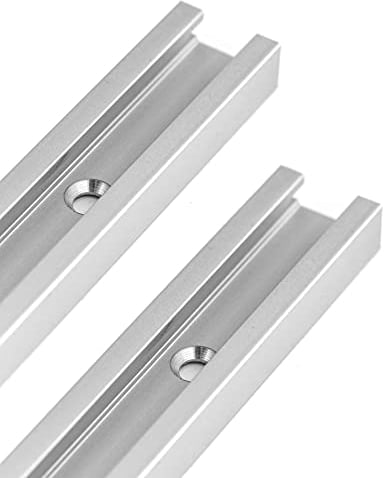 QWORK® 300mm T-Slot Track in Lega di Alluminio, T-Track con 6 Viti Autofilettanti per Router Table Saw per Falegname, 19 x 10 mm, 2 Pezzi