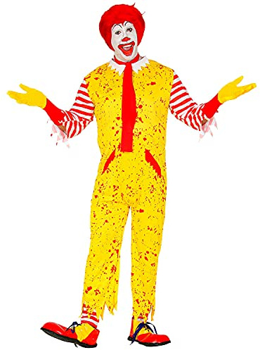 W WIDMANN MILANO Party Fashion - Mc Killer Clown Kostüm | 3-teilig mit Overall, fußlosen Strümpfen und Schal, Horrorclown für Halloween, Karneval