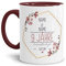 Tasse zum Hochzeitstag Keramik Hochzeit - mit Name & Datum selbst gestalten - 9 Jahre Ehe, Paar, Geschenk Hochzeit, Jubiläum, Jahrestag I Personalisiert, Keramik Innen & Henkel Weinrot 300 ml
