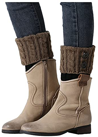 FACAIAFALO Stulpen Damen Gestrickte Beinwärmer Warme Winter Stricken Beinstulpen Kurze Knopf Leg Warmers Socken Strümpfe Mädchen Stiefel Boot Abdeckung Twist-Socken mit Farbblock