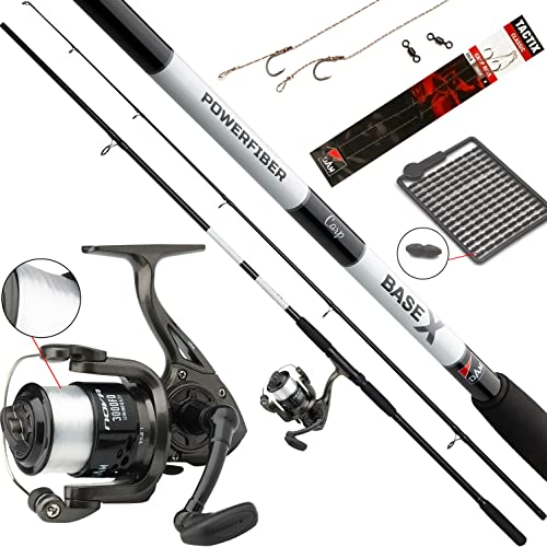 D-A-M Karpfen Set Carp-X - Angelset mit Karpfenrute 3lbs + Rolle (3,00 m), schwarz, weiß