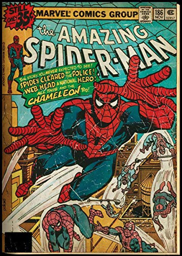 Displate Offiziell Spiderman MetallPoster Magnetische Befestigung Inklusive Lizenziert Bilder Hochwertiges Poster Spider Man Retro - Amazing Spider-Man Poster 45 cm x 32 cm