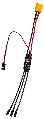 HAWK'S WORK Bürstenloser ESC, 20A Bürstenloser Motor Elektronischer Drehzahlregler BEC 5V 1A mit XT60 & 3.5mm Stecker, Superleicht & Klein (1 Packung)