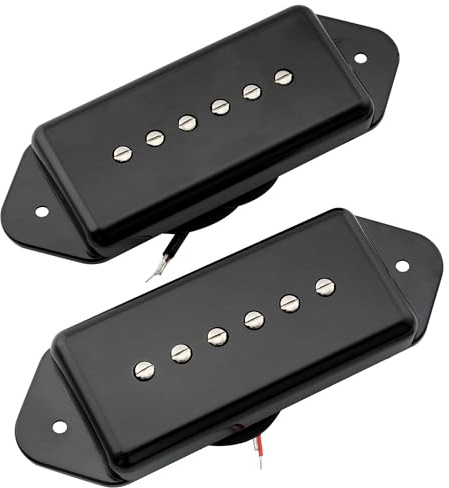 Artec ASA91 Alnico 5 P90 Dog Ear Single Coil Pickup Pickups Set 7.5K, Black | Neck Bridge Pickups, for Electric Guitar