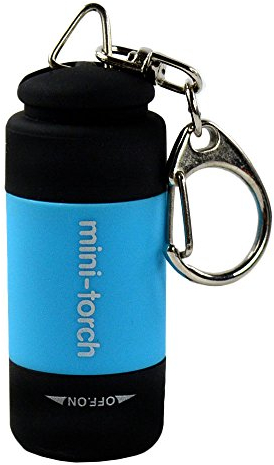 BeisDirect Mini USB Ricaricabile LED Torcia Lampada Torcia Portachiavi Portachiavi Impermeabile, Formato Tascabile, Campeggio Escursionismo All'aperto Party-Leggero, Batterie Incluse (Blu)