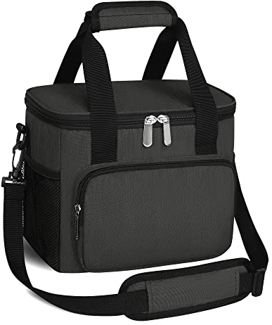 NEWFOM Lonchera para hombres y mujeres, bolsa térmica para el almuerzo, a prueba de fugas, grande, para adultos, para el trabajo, picnic, viajes, tamaño mediano, color carbón