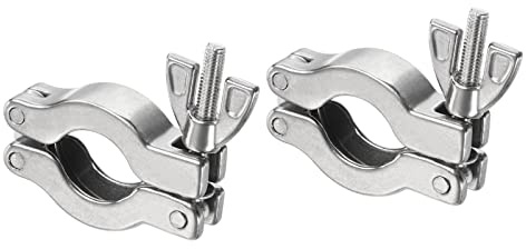 PATIKIL KF-16 Vacuum Clamp, 2 Pack 304 Stainless Steel Durable Double Pin Hose Clamp with Wing Nut for Ferrule, Silver