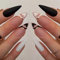 Yatinkim 24 Stück Schwarz Almond Gefälschte Künstliche Nägel Drücken Auf Den Nägeln Falsche Fingernägel Acryl Nette Frauen Mädchen Stick Full Cover