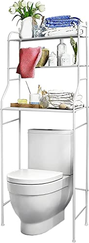 Emilio Fernández Estanteria sobre Inodoro WC Lavadora Ahorra Espacio Almacenamiento Cuarto Baño, Blanco, 153 x 63 x 25 cm