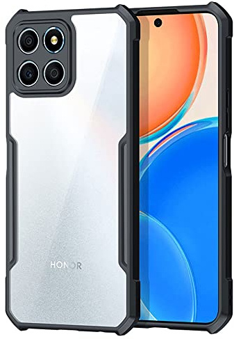 TECHGEAR Tough Case for Honor X6 (4G) & Honor X8 (5G) [Fusion Armour] Premium Hybrid Tough Rugged Protective Bumper Case Heavy Duty Protection with Clear Back Designed For Honor X6 / X8 5G - Black