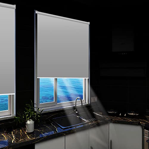 Tragbares Verdunkelungsrollo Thermo Fenster Rollo,Blickdicht Hitzeschutzrollo,Teleskopisch Lichtundurchlässig Gardinen,Sonnenschutz Folie für Küche Badezimmer,mit Klebehaken (W*H:112x150cm(44x59in))