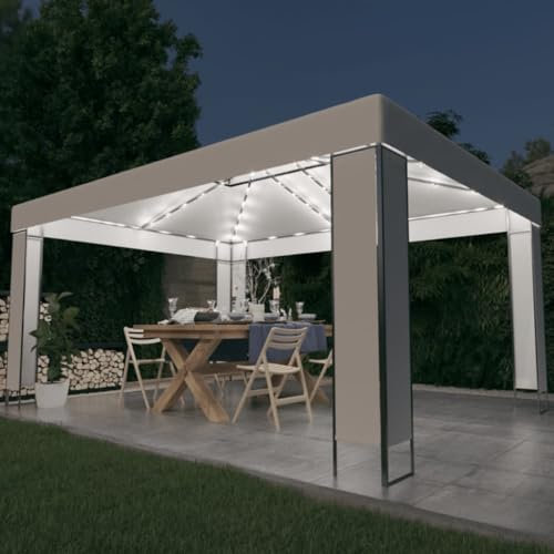 Higsose Gazebo Da Giardino 3x4x2,73 m-1 Pergola Da Esterno Con Luci LED Resistente Pergolato Bianco
