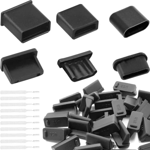 Xiatiaosann USB Cap Port Cover Silicone Anti Dust Protector, USB C for iPhone USB Type A Plug Cap for Female End Male End, for iPhone 14 13 12 11 Laptop Tablet Computer Chassis Speaker, 60 PCs