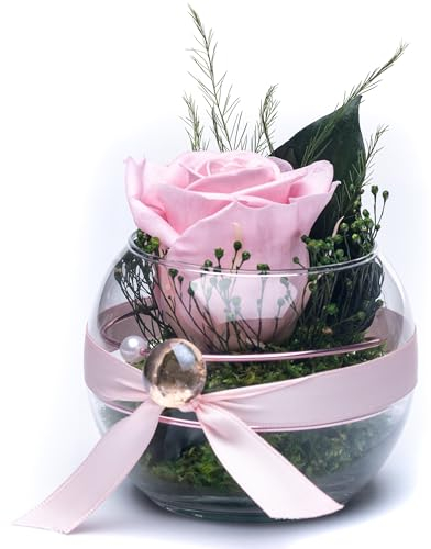Rosen-Te-Amo |Ewige Rose im Glas mit Rosenduft, handgefertigt, rosa|Echte Rose in Geschenkbox |Geschenk für Frauen, Mama|Konservierte Blume zum Weihnachten, Valentinstag, Muttertag, DekoGeschenk