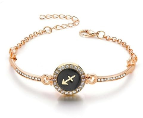 CECE&COLE Sternzeichen-Strass-Kettenarmband – Öltropfen-Luxus-Zirkonia-Armband – Sternzeichen-Sternbild-Horoskop, Himmlischer Astrologie-Schmuck – Geschenk Für Damen Und Herren, Schütze, 22 cm