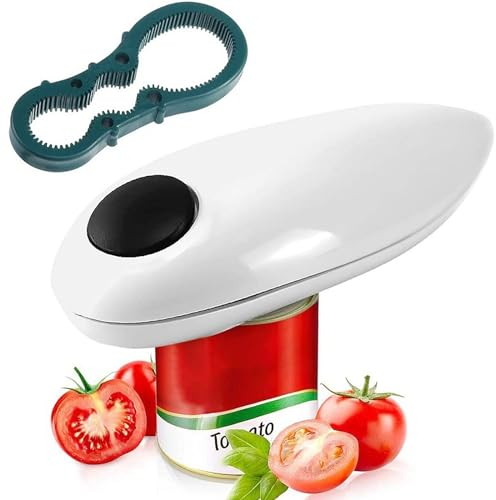 SANON Electric Can Opener, Electric Tin Opener, Battery Operated Electric Can Opener, Handheld Can Opener Smooth Edge with Bottle Opener
