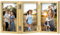 Bilderrahmen 13x18 cm, Gold, Dreifach-Bilderrahmen Collage 13x18 cm aus Holz mit Glasfront, Fotorahmen klappbarer Standfuß für vertikale Aufstellung auf dem Schreibtisch