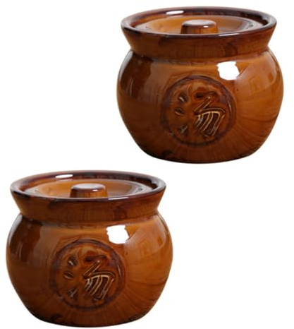 2 Pièces tasse à soupe assiette creuse Imperméable casserole Pot de soupe Pot en terre cuite bol de soupe céramique
