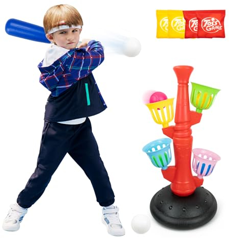 KalaDuck Baseball Set für Kinder, T Ball Spielzeug mit Abnehmbarem Baseballschläger, 6 Bällen und 4 Sandsäcken, Outdoor Spiele Garten Stadion Park Baseball Sportspielzeug Geschenk für Jungen Mädchen