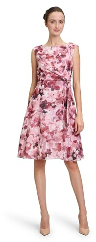 Vera Mont Damen Cocktailkleid mit Bindegürtel 36, Dark Red/Red