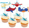 Gyufise 24Pcs Airplane Cupcake Toppers Glitter Aircraft Cupcake Picks Plane Cupcake Toppers Airplane Cake Toppers for Airplane Theme Party Birthday Cake Decoration Supplies