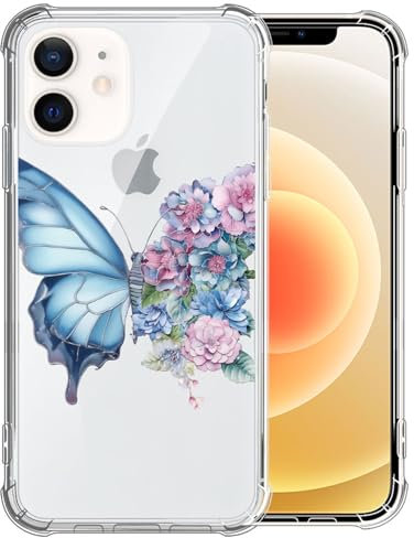Yuning419 Case Compatible with iPhone 11,Flying Blue Butterfly Clear Case for iPhone 11,Soft TPU Transparent Case Shockproof Protective Cover for iPhone 11 6.1 inch