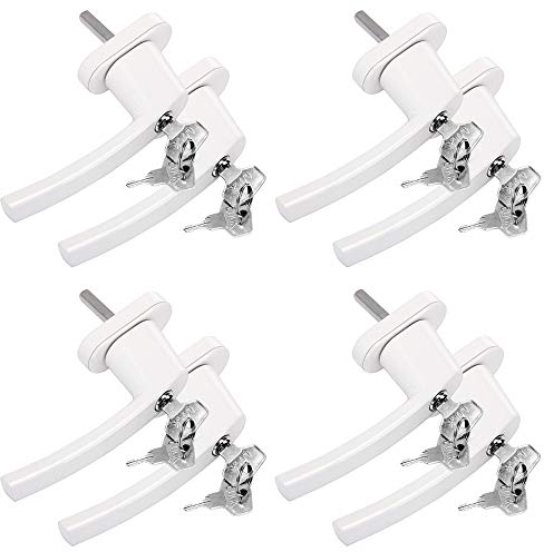 MONZANA® 8X Fenstergriffe Abschließbar mit Schloss Kindersicherung Silber 35mm Stiftlänge 2 Schlüssel Fensterbeschlag Balkon Türgriff Einbruchschutz