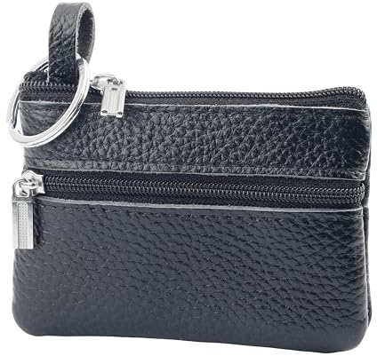 SERKABO Schlüsselmäppchen Leder Schlüsseltasche mit Schlüsselanhänger Schlüsseletui Herren mit Fach Wasserdichte Schlüsselanhänger Tasche Schwarz