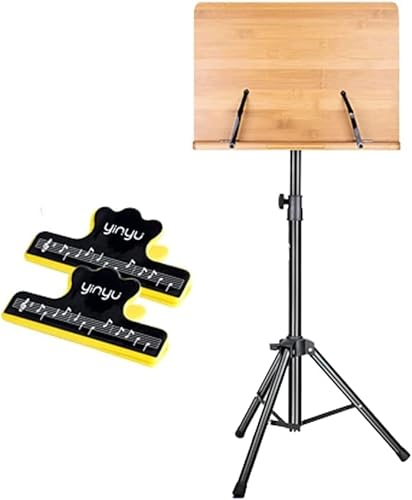 TIST Soporte de partituras de Madera de Doble Uso Soporte de Escritorio for Libros Soporte de partituras portátil Plegable Ajustable con Bolsa de Mano y Soporte de partituras con Clip for partituras