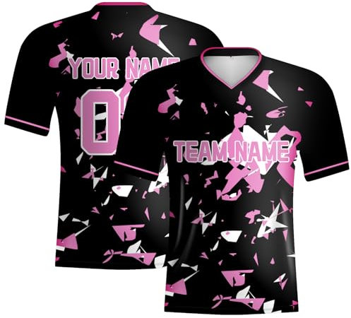 T-shirt de football pour homme rose, chemise de football graffiti multicolore personnalisée, logo du nom de l'équipe, Noir , XXL
