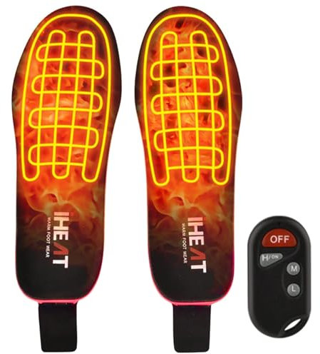 iHEAT Beheizbare Thermosohle mit Intelligentem Drahtloser Fernbedienung, USB Wiederaufladbar Fußwärmer für Skifahren Wandern Angeln