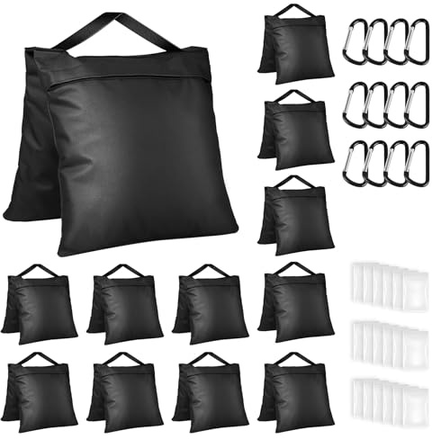 Evekea 12 Pack Sandbags Weight Bags for Photo Studio Photography Video Equipment, Empty Sandbag Set for Backdrop Stand, Photo Tripod, Canopy, Umbrella Base, Picnic Table, Tent, Fishing Chair