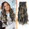 BARSDAR Clip in Haarverlängerung, 50CM Highlight Wellige Clip Extensions Für Frauen - 6PCs Dickes Natürliches Weiches Synthetisches Haarteil Haar Extension - Schwarz mit Highlights