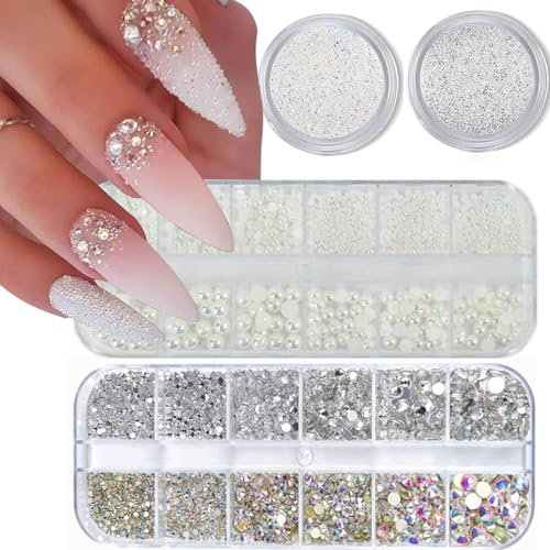 GZMAYUEN 4 Flatback Boxes Perlen Nagelkunst Nagelkunst, Halbjüdinkristallnagel Deco Nagelnagel