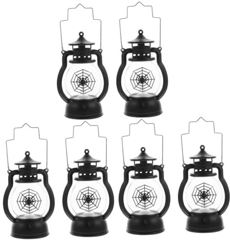 IMIKEYA 6 STK Spinnennetz-öllampe Halloween-Dekorationen Im Freien Halloween-led-Laternen Laterne Spinnennetz Vintage Petroleumlampe -Lichter Hand-Lampe Plastik
