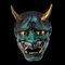 WJUHYGTF Japanische Samurai Hannya Oni Maske, Gesichtsbedeckung Horror Soft Face Cover Ghost Demon Performance Requisiten Cosplay Latex Für Halloween Party,Grün